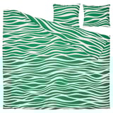 Souprava povlečení PORTLAKMÅLLA, zelené a bílé vlnité pruhy, měkká směs bavlny a viskózy.