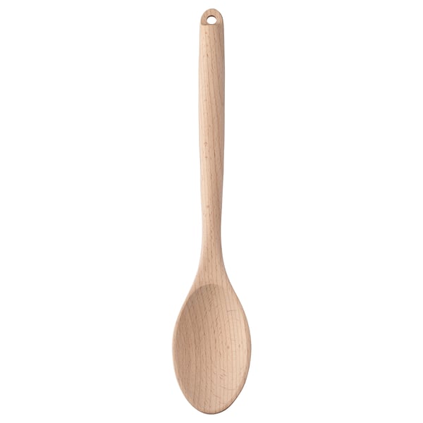 Dřevěná lžíce RÖRT, přírodní buk, jednoduchá rukojeť, hladký povrch.