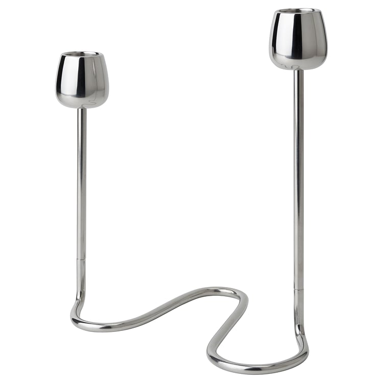 SILVERPÄRON Svícen na 2 svíčky, stříbrná, 20 cm