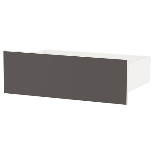 Zásuvka SKATVAL, tmavě šedá a bílá, moderní minimalistický design, kovová a dřevotřísková konstrukce.