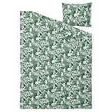Zelené povlečení SKOGSDUVA s ježky a sovami, 80% bavlněná přikrývka a povlak na polštář.