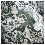 SKOGSDUVA Povlečení na jednolůžko, bílá zelené/vzor les, 150x200/50x60 cm