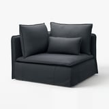 Židle SÖDERHAMN, tmavě šedá, látka, rohový tvar, minimalistický design.