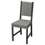 Šedá židle STEFAN z masivního dřeva s polstrovaným sedákem a opěradlem, elegantní design.