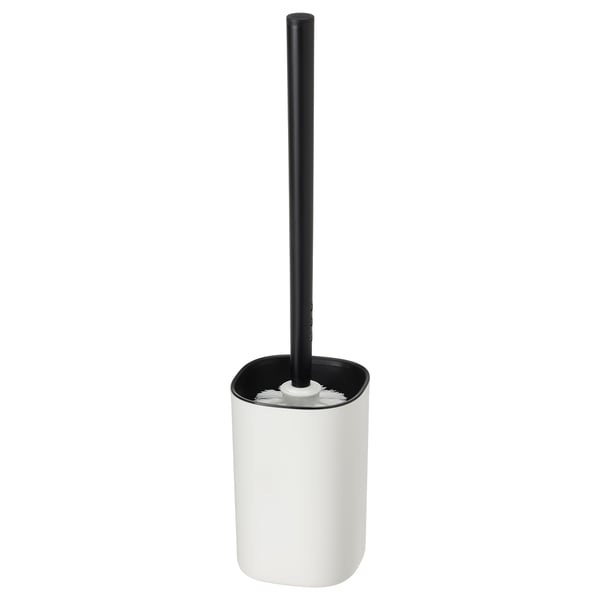 WC štětka STORAVAN s černou rukojetí a bílým držákem. Moderní, minimalistický design. Vyrobeno z odolného plastu.