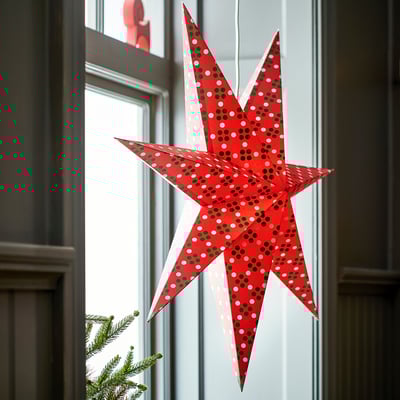 STRÅLA Stínidlo lampy, růžová/zelená, 70 cm