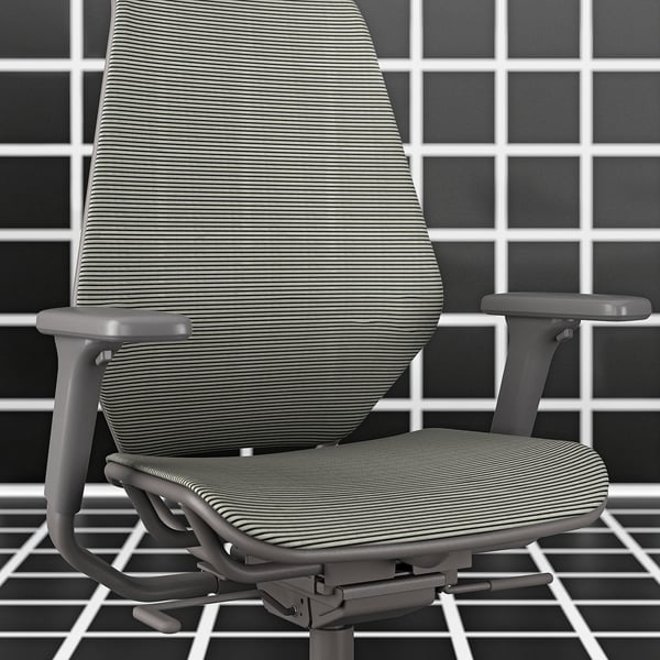 Herní židle STYRSPEL, černá, síťovina a kov, ergonomický design, nastavitelné části.