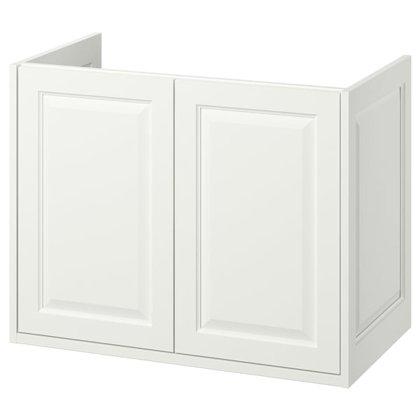Bílá koupelnová skříňka TÄNNFORSEN, obdélníková se zkosenými panely, nástěnná, klasický styl.