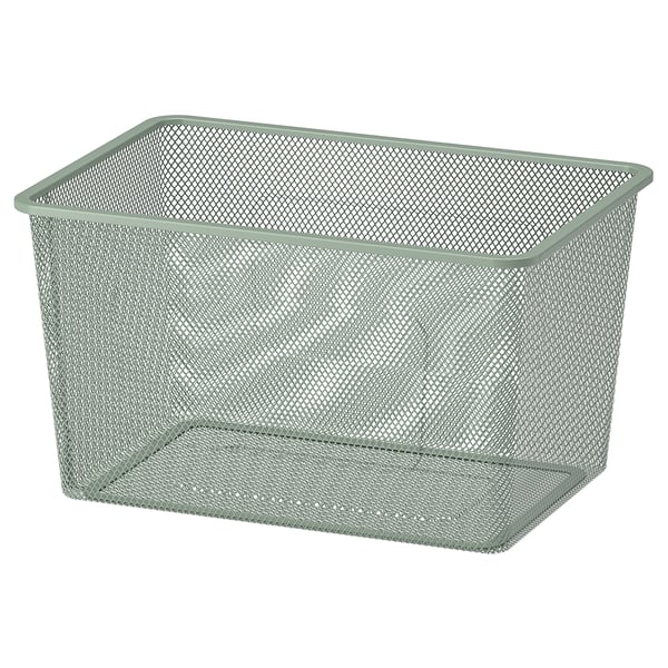 Síťovaný úložný box TROFAST v zelené barvě, vyrobený z oceli s epoxidovým/polyesterovým povlakem, obdélníkového tvaru.