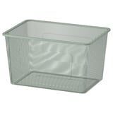 Síťovaný úložný box TROFAST v zelené barvě, vyrobený z oceli s epoxidovým/polyesterovým povlakem, obdélníkového tvaru.