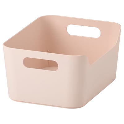 UPPDATERA světle růžový plastový úložný box, obdélníkový s uchy.
