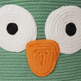 Ručně vyrobená bavlněná taška na ukládání sov; měkké, barevné, detailní oči a zobák