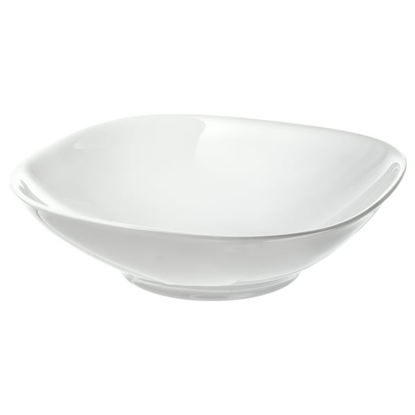 Porcelánový talíř VÄRDERA bílý čtvercový, elegantní moderní design.