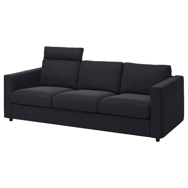 Tmavě šedá pohovka VIMLE, moderní design, 3místná sedací souprava s odnímatelným potahem, který lze prát v pračce, a nastavitelnou opěrkou hlavy.