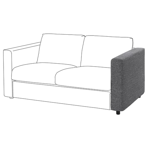 Šedá pohovka VIMLE, moderní design, dvoumístná, šedý látkový potah, elegantní linie.