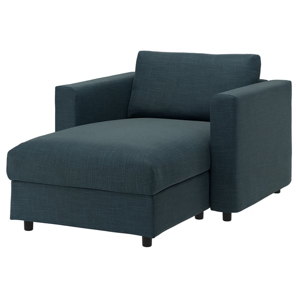 Židle VIMLE, tmavě modrozelená, látka, hranatý design, tři nohy