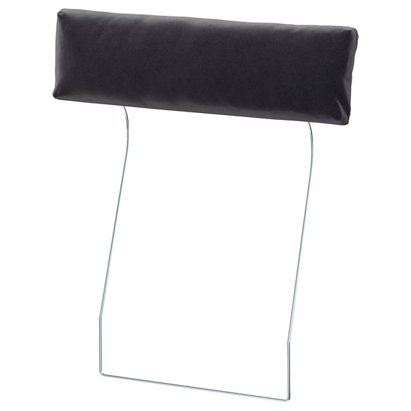 Opěrka hlavy VIMLE, černá, sametová, obdélníková, minimalistická.