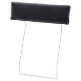 Opěrka hlavy VIMLE, černá, sametová, obdélníková, minimalistická.