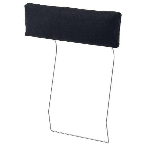 Černý polštář na opěrku hlavy VIMLE - recyklovaný polyester, manšestrová textura.