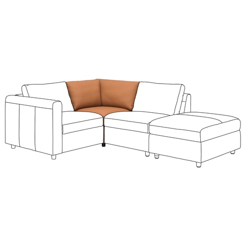 Sekční pohovka VIMLE: vřesově hnědá kůže, tvar L, moderní design.