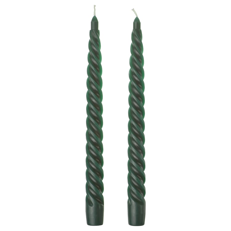 VINTERFINT Neparfémovaná kuželová svíčka, spirálové zelená, 25 cm