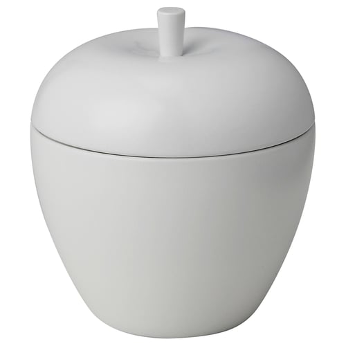 VINTERFINT Bílá dóza ve tvaru jablka, vyrobená z keramiky s víčkem, minimalistický design.