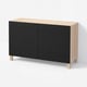 BESTÅ Storage combination with doors, white stained oak effect/Laxviken/Stubbarp black, 120x42x74 cm
