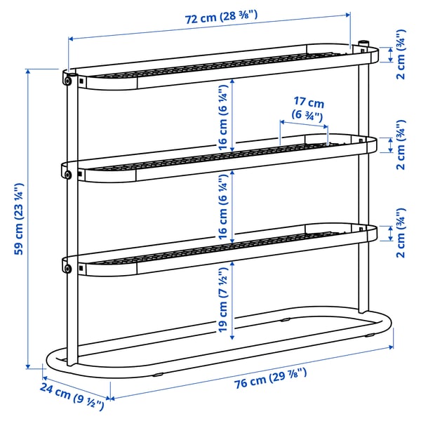 Illustration with measurements for the product: ÄLGANÄS.