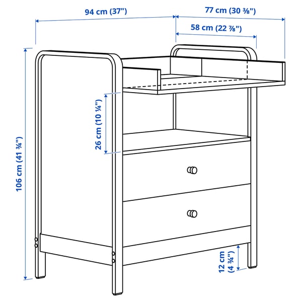 Illustration with measurements for the product: ÄLSKVÄRD.