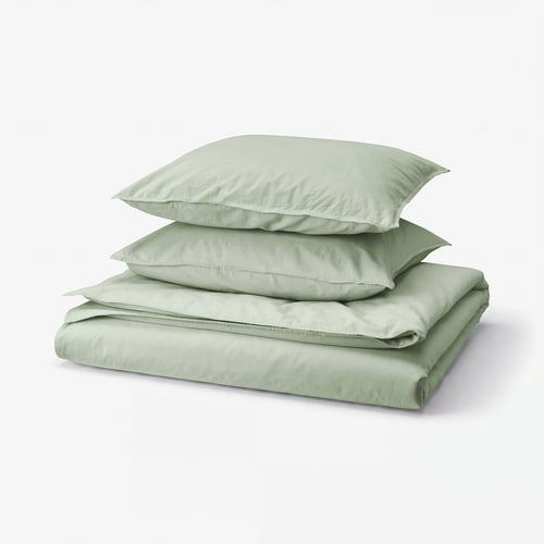ÄNGSLILJA Duvet cover and 2 pillowcases, pale grey-green, 200x200/50x60 cm
