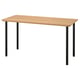 A rectangular ANFALLARE desk with a bamboo top and black metal legs. The design is simple and functional, suitable for small spaces.