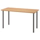 Option: An ANFALLARE table. Its light brown, rectangular, with four grey legs. The design is minimalistic and modern.