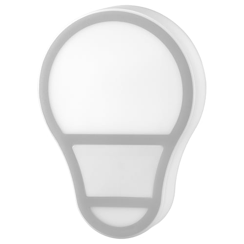 White lightbulb shaped clock, plastic cover, modern design, easy to read.
