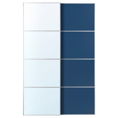 AULI sliding doors: mirrored & dual finish panels, sleek design for space-saving, safety film, soft-close.