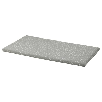 Gray rectangular BÄNKKAMRAT seat pad with white dots.