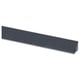 Metal barrier protects wall-worktop gap, sleek, durable, reflective.