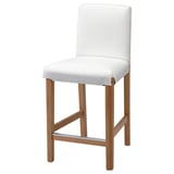 BERGMUND white barstool. Wood legs, cushioned seat and backrest. Modern design.