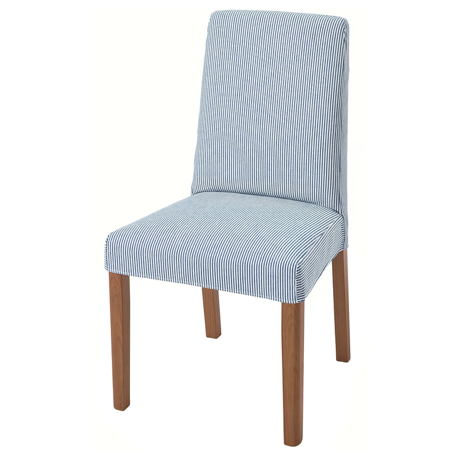 BERGMUND Chair oak/Rommele dark blue/white IKEA