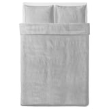 BERGPALM grey striped cotton duvet set, includes flat and pillow shams.