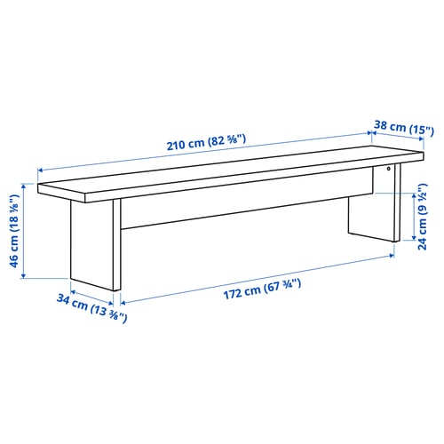 BERGSHYTTAN / BERGSHYTTAN Table and 2 benches, tinted effect birch veneer/tinted effect birch veneer, 240x93 cm