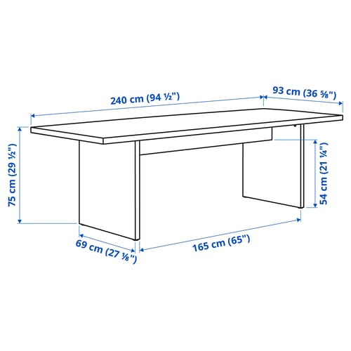 BERGSHYTTAN / LYCKAN Table and 6 chairs, tinted effect birch veneer/yellow birch veneer, 240x93 cm