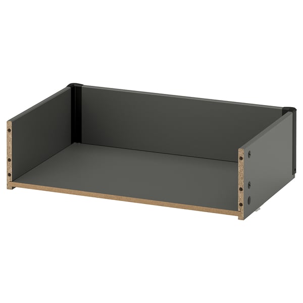 Dark grey BESTÅ drawer, rectangular shape, wooden sides, flat surface.