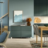 BESTÅ Storage combination w doors/drawers, white/Krukmakare dark grey-green, 120x42x75 cm