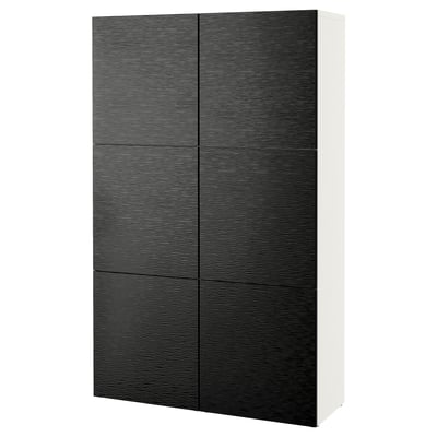 Dark grey BESTÅ cabinet with white doors and 2 shelves.