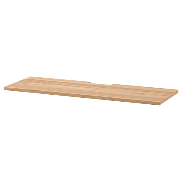 Light wood shelf, rectangular, simple design. BESTÅ series, oak veneer.