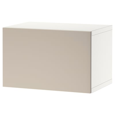 Beige BESTÅ storage unit, rectangular, smooth surface.