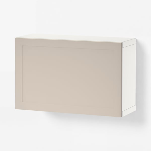 BESTÅ Wall-mounted cabinet combination, white/Lappviken light grey/beige, 60x22x38 cm