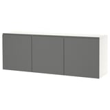 A white and gray BESTÅ wall-mounted cabinet with three doors offering modern storage.