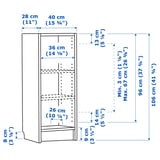 Illustration with measurements for the product: BILLY.