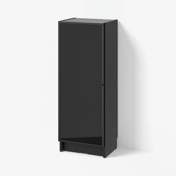 BILLY / HÖGBO Bookcase combination w glass doors, black oak effect/black, 40x30x106 cm